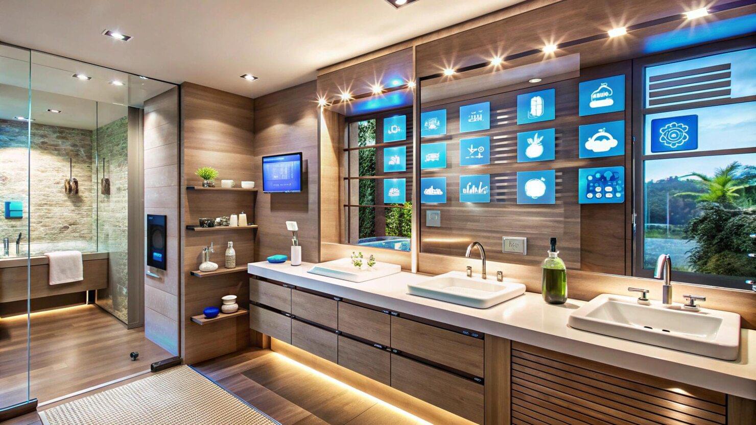 modern bathroom with smart home system